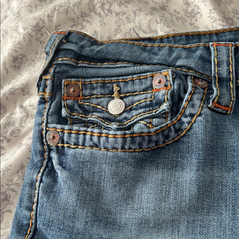 True Religion Blue Denim Jeans with Contrast Stitching Ankle/cropped - Picture 6 of 8